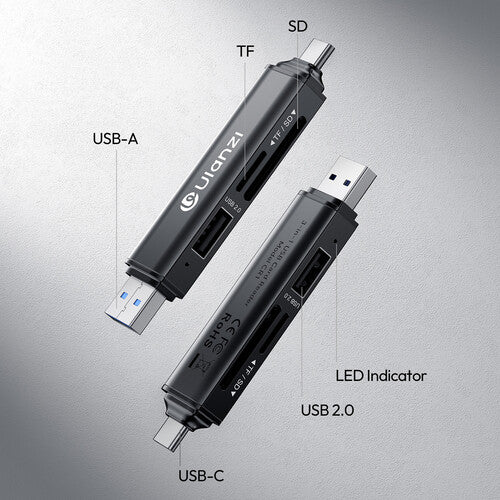 ULANZI CR1 3-in-1 Card Reader, USB-C/USB-A to SD/TF Memory Card Adapter for Camera