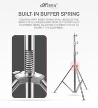HIFFIN Stainless Steel Heavy Duty 99.06-279.4 CM Adjustable Light Stand with 0.635 CM to 0.9525 CM Universal Adapter for Studio Monolights, Softbox, and More Equipment