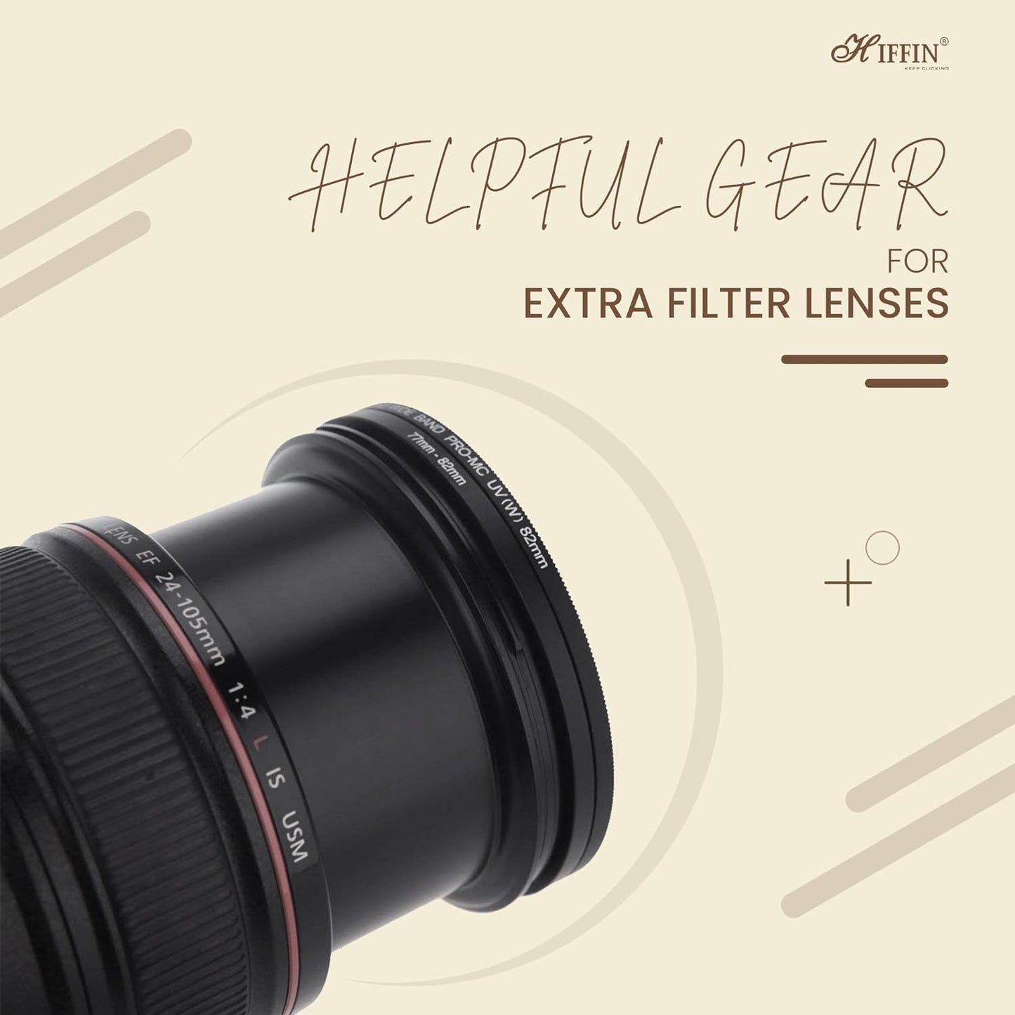 HIFFIN PRO Camera Lens Step Up Filter Adapter Rings, 40.5-43, 43-46, 46-49, 49-52, 52-55, 55-58, 58-62, 62-67, 67-72, 72-77, 77-82mm Metal Step Up Rings Kit with Anodized Aluminum Threaded Black Frame