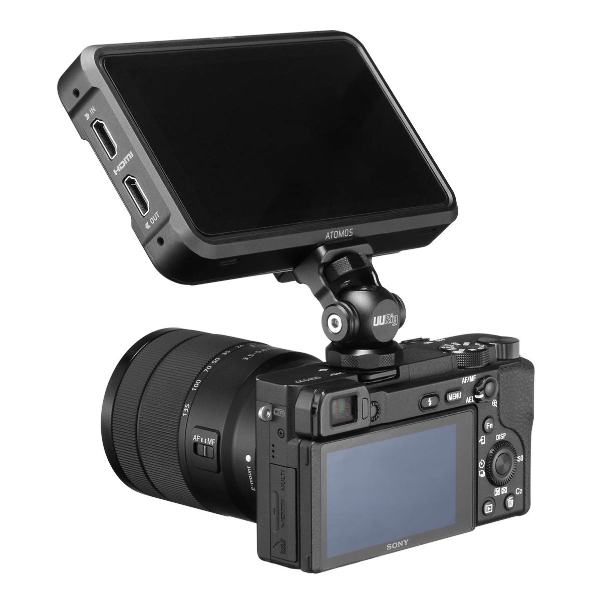 UURig R015 Ballhead Adjustable Angle Camera Monitor Mount Bracket, 1/4" Screw Tripod Mounting Head Arri Locating Applicable, Video Shooting Photography Accessories