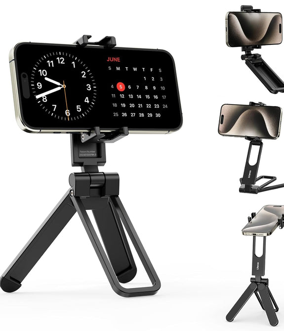 ULANZI MA26 Foldable Phone Tripod - Pocket Cell Phone Vlog Video Tripod Handle Aluminium Smartphone Desk Stand 2 Cold Shoe Compact Size All in One Lightweight Portable Vlog Stick for iPhone Samsung