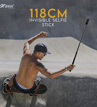 HIFFIN Universal Invisible Monopod Stick 118 Cms for Insta 360 One X2 X3 One R Invisible Selfie Stick, Hero 9/8/7/6, Sjcam, Yi & Other Action Cameras (1.2 Meter Selfie Stick for Action Cameras) Black