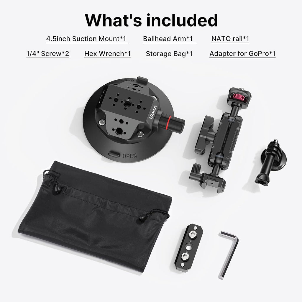 ULANZI SC-02 Suction Mount Magic Arm Bracket for DSLR Cameras for GoPro Action Camera Video Shooting