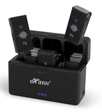 Hiffin HWM-50 Wireless Microphone System for Camera & Smartphone - Compact & Lightweight, Noise Cancellation, Multi-Person Recording, Portable Charging Case