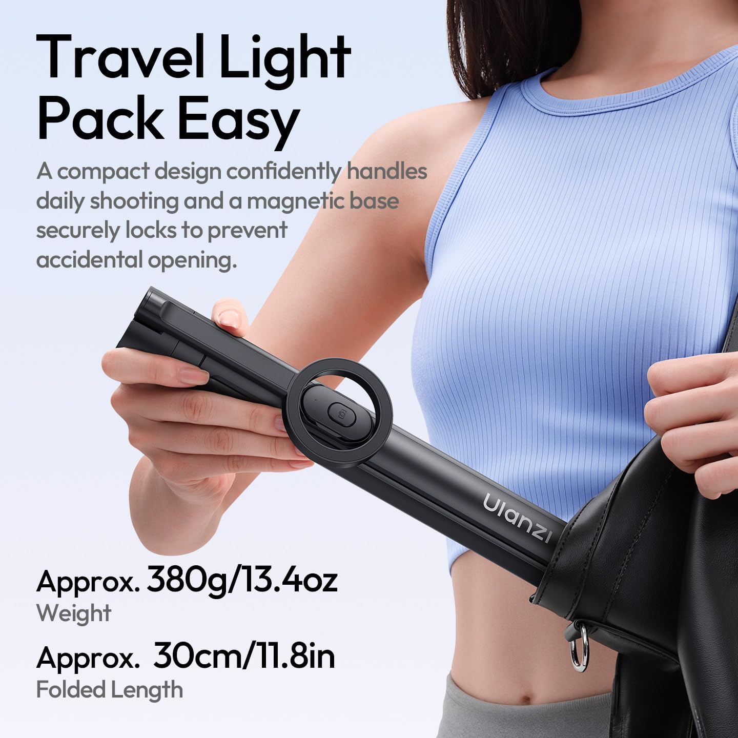 ULANZI SK-21,  71'' Magnetic Selfie Stick Tripod w Remote, Auto Open