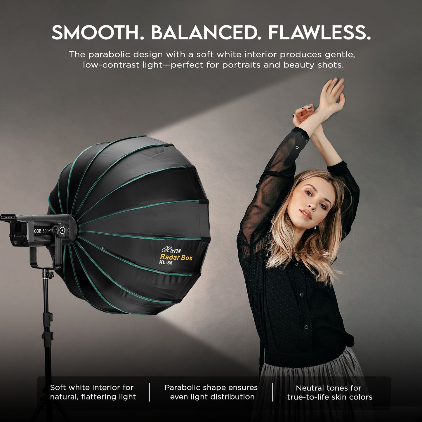 KL-85 (85cm) Octagonal Softbox, Bowens Mount with Grid, 2x Diffusers, Beauty Dish.