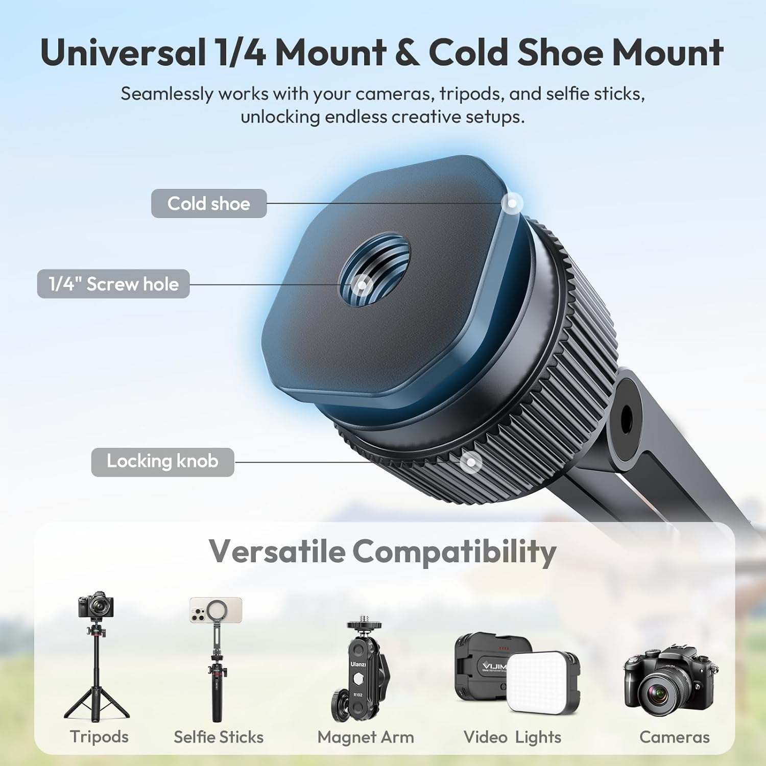 MA07 Magnetic Phone Tripod Mount for Magsafe, Aluminum Mount 1/4