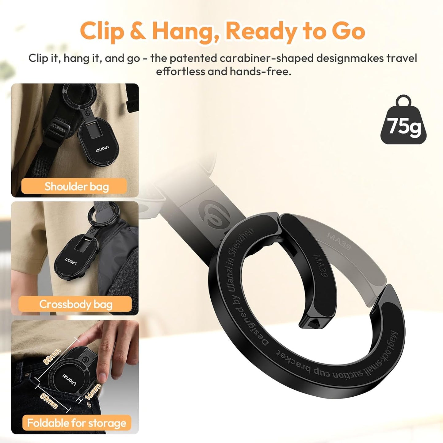 ULANZI MA39 3-in-1 Magnetic Phone Holder for MagSafe with 360° Rotatable Mount