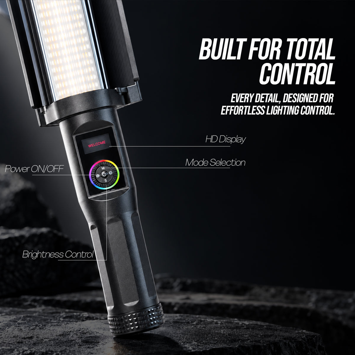 HFB-650 30W RGB Wand Light, 2700K-7500K, 3800 Lumens, 100% Dimming, 11 FX, App