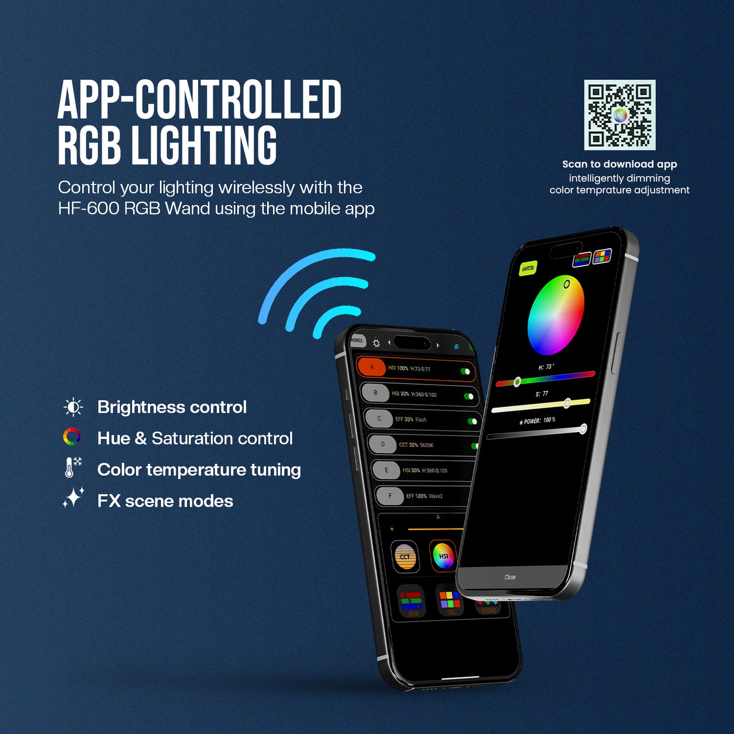 HF-600 Professional RGB  Stick Light | 24W Power | CCT 2500K-9900K | 5200mAh Battery | 24 Effects