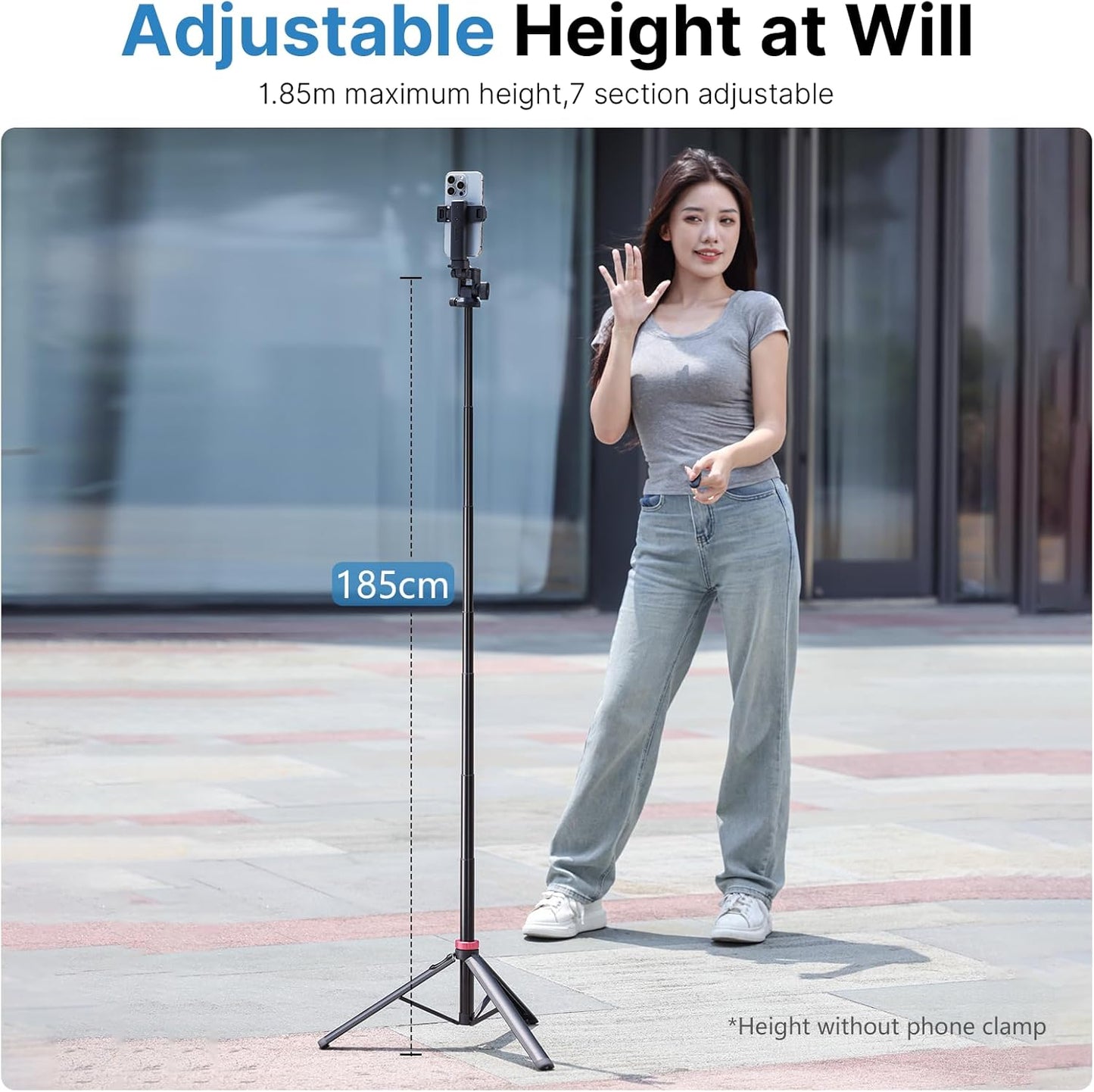 ULANZI MT-78 72.83" Extendable Phone Tripod, Metal Selfie Stick Stand with 360° Head