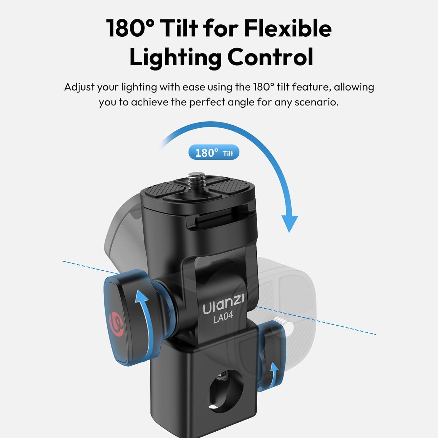 ULANZI LA04 Light Stand Adapter, 1/4” QR Mount, 180° Tilt, 3kg Load Capacity
