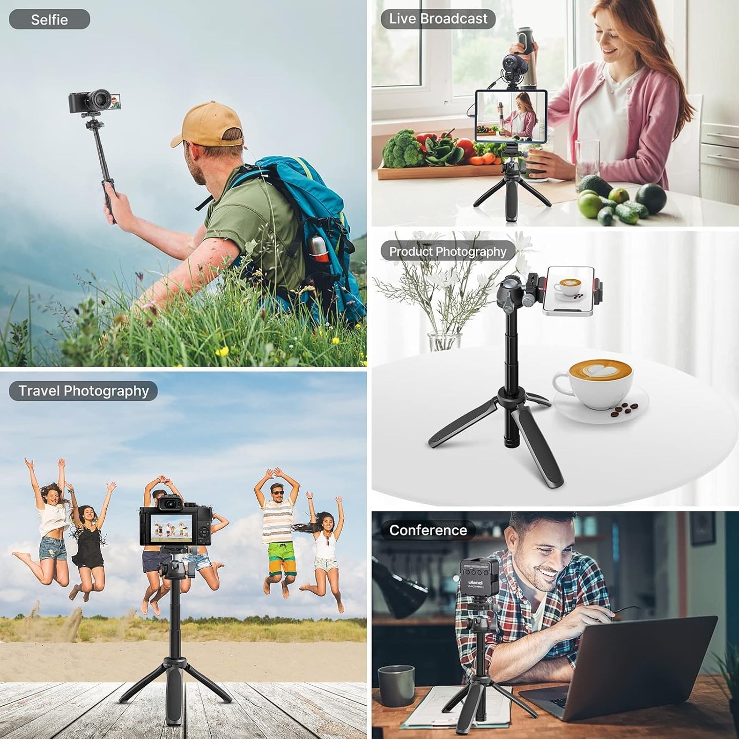 ULANZI MT-47 Mini Tripod, 360° Ball Head, Arca Plate, DSLR/Vlog/Selfie Use