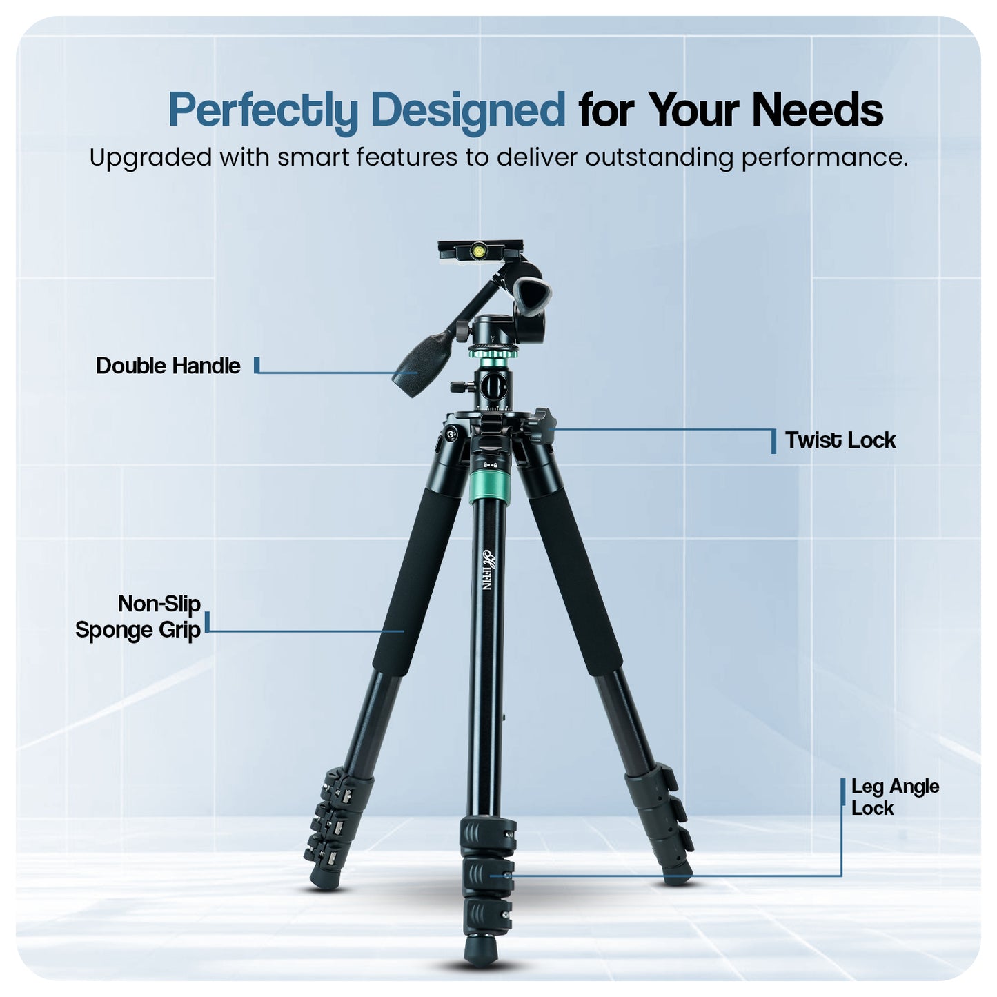 Professional Portable Tripod Monopod with 3 Way Pan Head