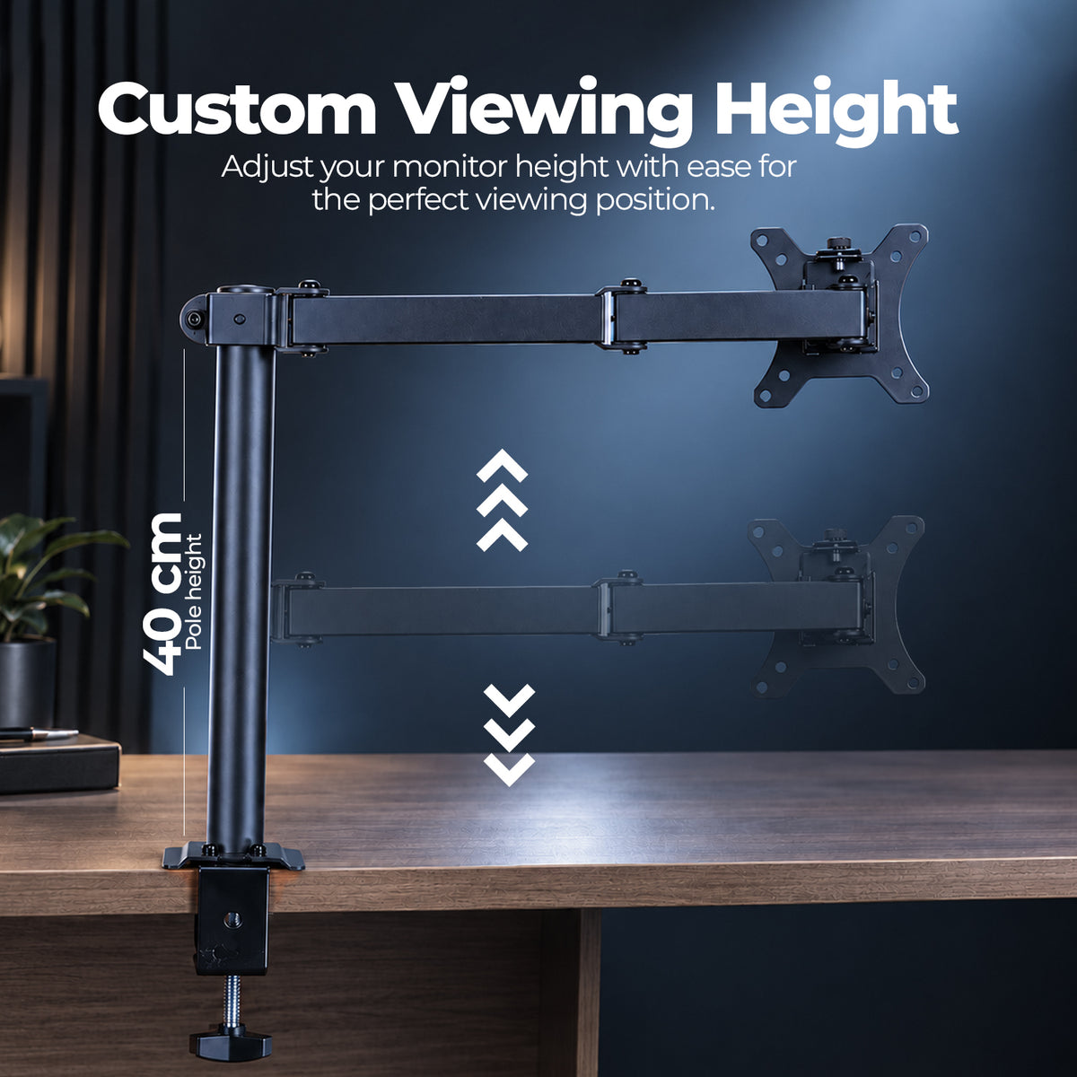 MS12 Monitor Arm, 17–32in, 2–10kg, VESA 75x75/100x100, Articulating Desk Mount