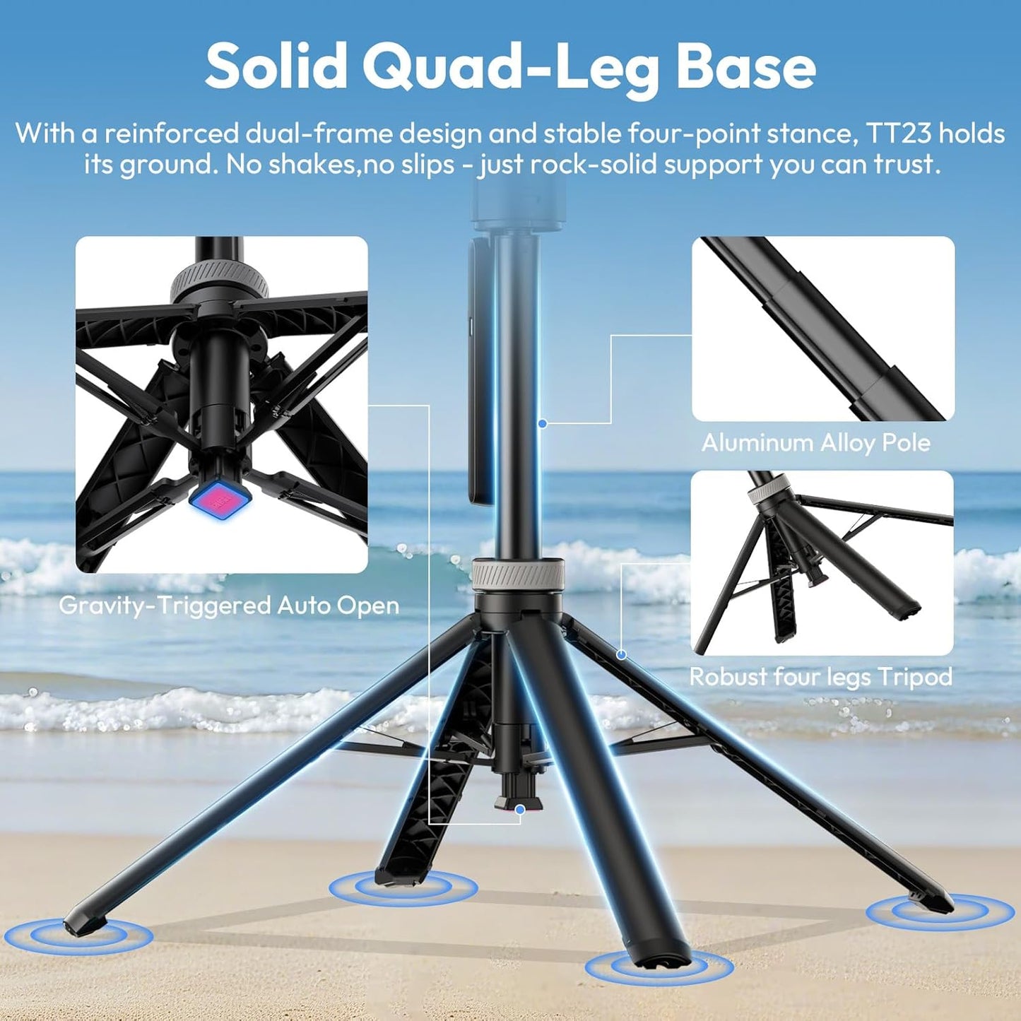ULANZI TT23 64" Auto Face Tracking Tripod, 360° Selfie Stick w/ Remote for iPhone/Android