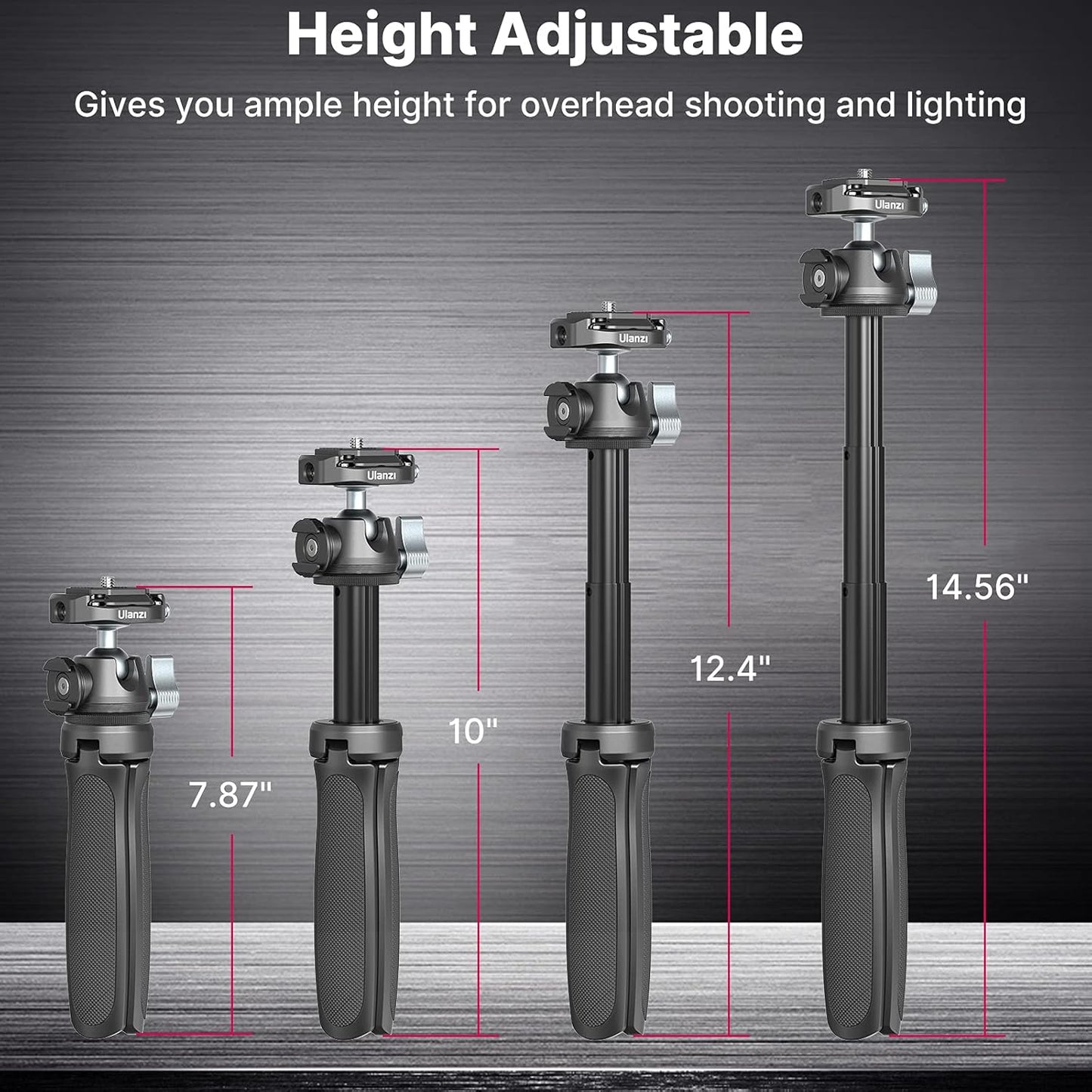 ULANZI MT-46 Aluminum Tripod, F38 Plate, 360 Ball Head, Cold Shoe, 4-Level Adjust