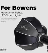 HIFFIN Bowens Mount 65cm Lightweight & Portable Octagon Soft Boxes Quick Release, Photography Soft Box Modifier Light Diffuser for Bowen Mount Flash Speedlight LED Video Light (65cm)
