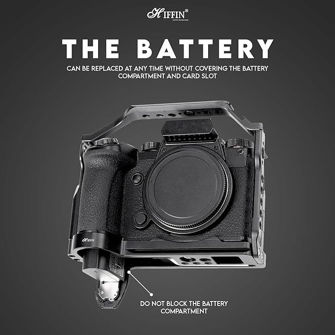 HIFFIN S5II Hersmay Aluminium Camera Cage for LUMIX S5 II / S5 IIX Mirrorless Camera, Built-in Cold Shoe & NATO Rail, Quick Release Plate for Arca Swiss