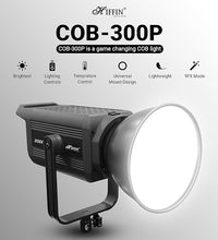 HIFFIN COB-300P Professional 300W LED Video Light for Studio Film Recording, 2800K-6800K Dimmable with Remote Control, Widely Used for Photography and Videography
