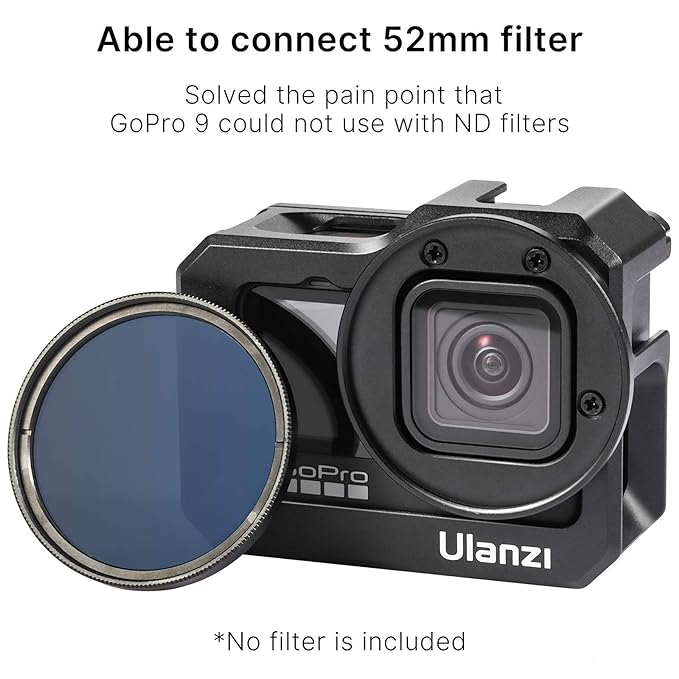 ULANZI Select G9-5 Aluminum Housing Cage for Gopro Hero 9 Black, 2 Cold Shoe Mount Mic Light Stand Storage Case for Gopro Microphone Adapter Vlog Accessory Compatible for Tripod Selfie Stick