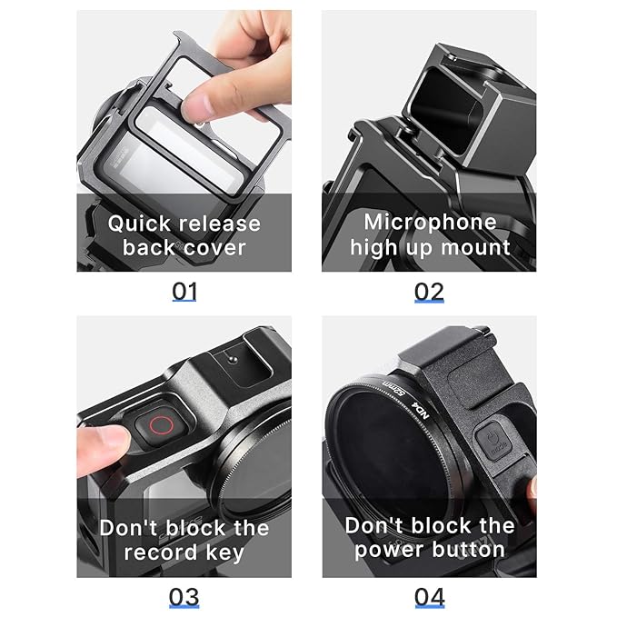 ULANZI Select G9-5 Aluminum Housing Cage for Gopro Hero 9 Black, 2 Cold Shoe Mount Mic Light Stand Storage Case for Gopro Microphone Adapter Vlog Accessory Compatible for Tripod Selfie Stick