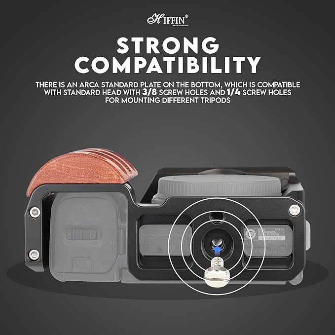 HIFFIN Upgrade Metal Cage with Wood Handle for Sony Alpha ZV-E10 Video Shooting Accessories, Cold Shoe Mic/Light Extension Video Cage Vlogging Camera Kit