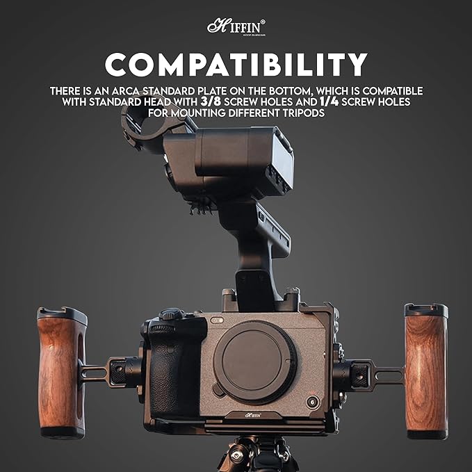 HIFFIN FX30 Metal Cage for Sony FX30/ FX3 Camera with HDMI Cable Clamp, NATO Rails and Built-in Arca Quick Release Plate, Interchangeable Full/Half Cage