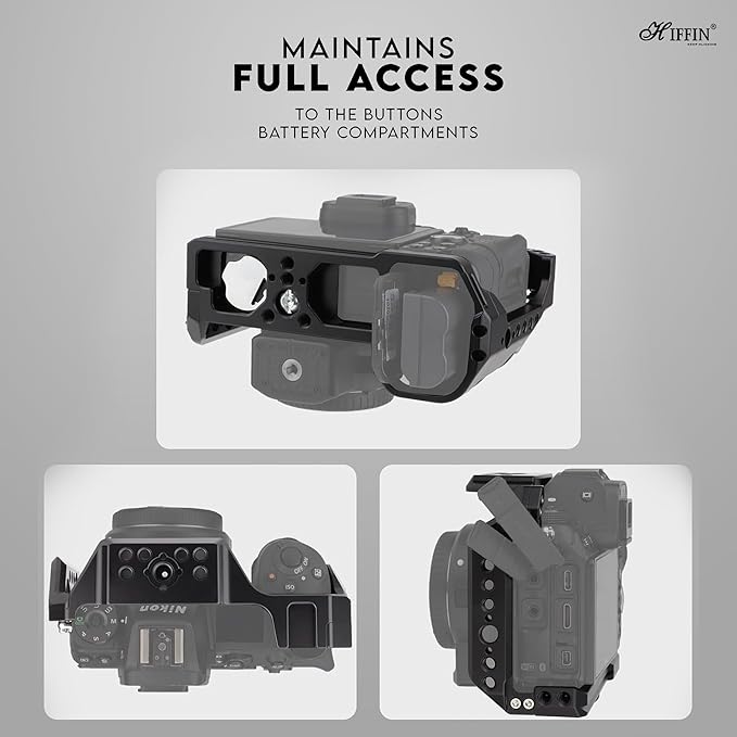 HIFFIN Upgrade Metal Cage for Nikon Z6II Z7II Z6 Z7 Z6ii Z7II Mirrorless, Extension Mount Microphone Fill Light Bracket Filming Accessories, with Cold Shoe