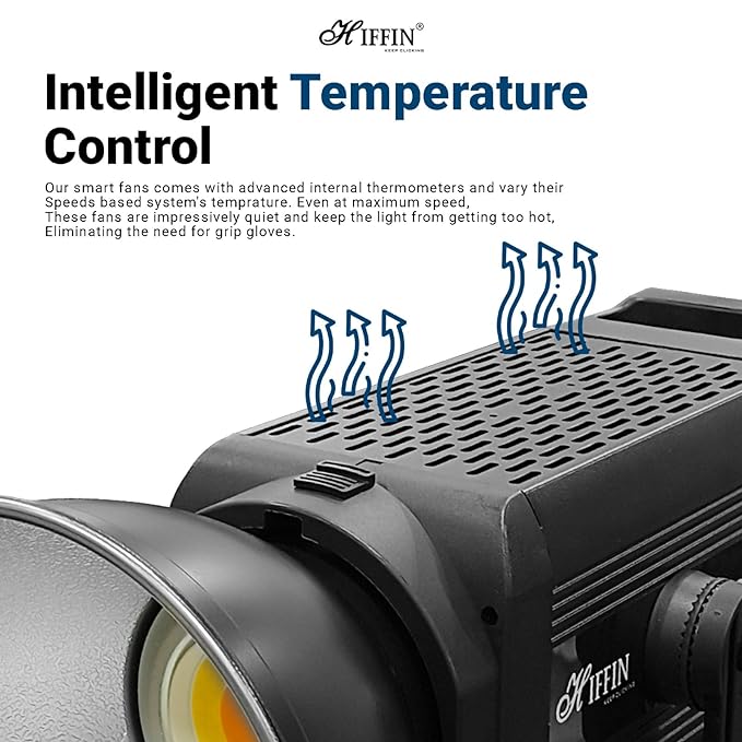 HIFFIN COB-300P Professional 300W LED Video Light for Studio Film Recording, 2800K-6800K Dimmable with Remote Control, Widely Used for Photography and Videography