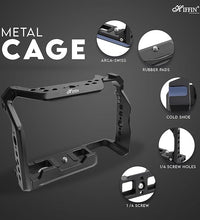 HIFFIN A7M4 Metal Cage for A7M4, A7R4A, A1, A9II, A7S3, A7R5, A7IV Built-in Quick Release Plate for Arca-Type, Filmmaking Video Cage with Shoe Mount, 1/4'' & 3/8'' Threaded Holes