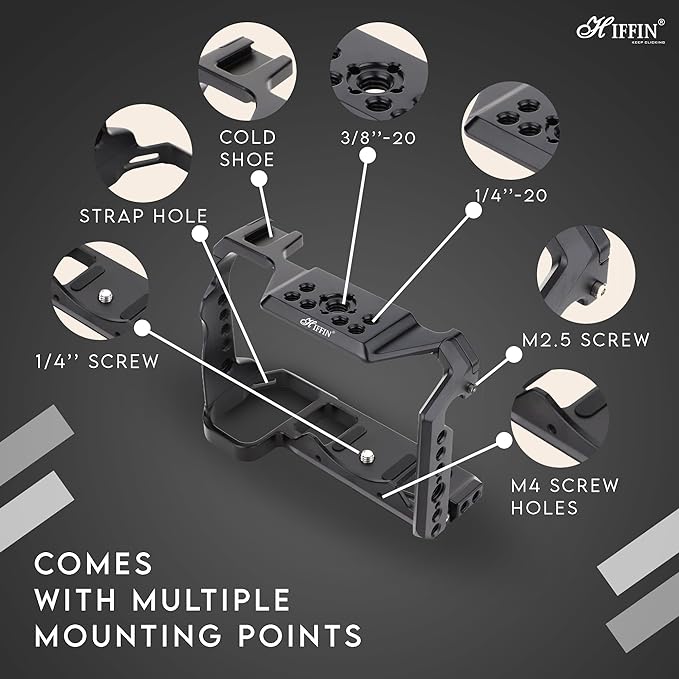 HIFFIN Upgrade Metal Cage for Nikon Z6II Z7II Z6 Z7 Z6ii Z7II Mirrorless, Extension Mount Microphone Fill Light Bracket Filming Accessories, with Cold Shoe