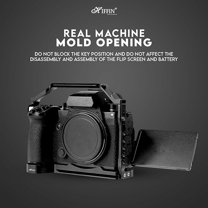 HIFFIN S5II Hersmay Aluminium Camera Cage for LUMIX S5 II / S5 IIX Mirrorless Camera, Built-in Cold Shoe & NATO Rail, Quick Release Plate for Arca Swiss