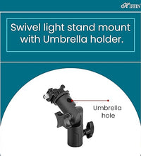 HIFFIN® Branded E Type Camera Flash Speedlite Mount Swivel Light Stand Bracket with Umbrella Reflector Holder Compatible DSLR Flashes Studio Light LED Light