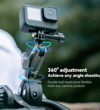 TELESIN Camera Clamp Handlebar Bike Mount 360° Double Ballhead Magic Arm with 1/4"-20 Thread for Motorcycle Monitor Canon Nikon DSLR/Gopro/LED Lights/Ronin-M/Ronin MX/Freefly