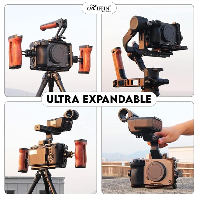 HIFFIN FX30 Metal Cage for Sony FX30/ FX3 Camera with HDMI Cable Clamp, NATO Rails and Built-in Arca Quick Release Plate, Interchangeable Full/Half Cage