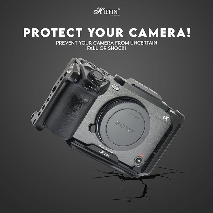 HIFFIN FX30 Metal Cage for Sony FX30/ FX3 Camera with HDMI Cable Clamp, NATO Rails and Built-in Arca Quick Release Plate, Interchangeable Full/Half Cage