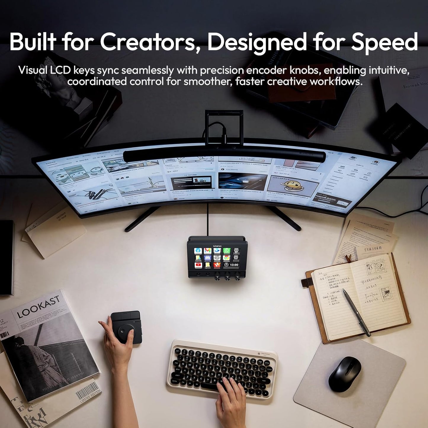 ULANZI D200X Stream Controller 14 LCD Keys & 8-in-1 USB-C Hub 4K HDMI