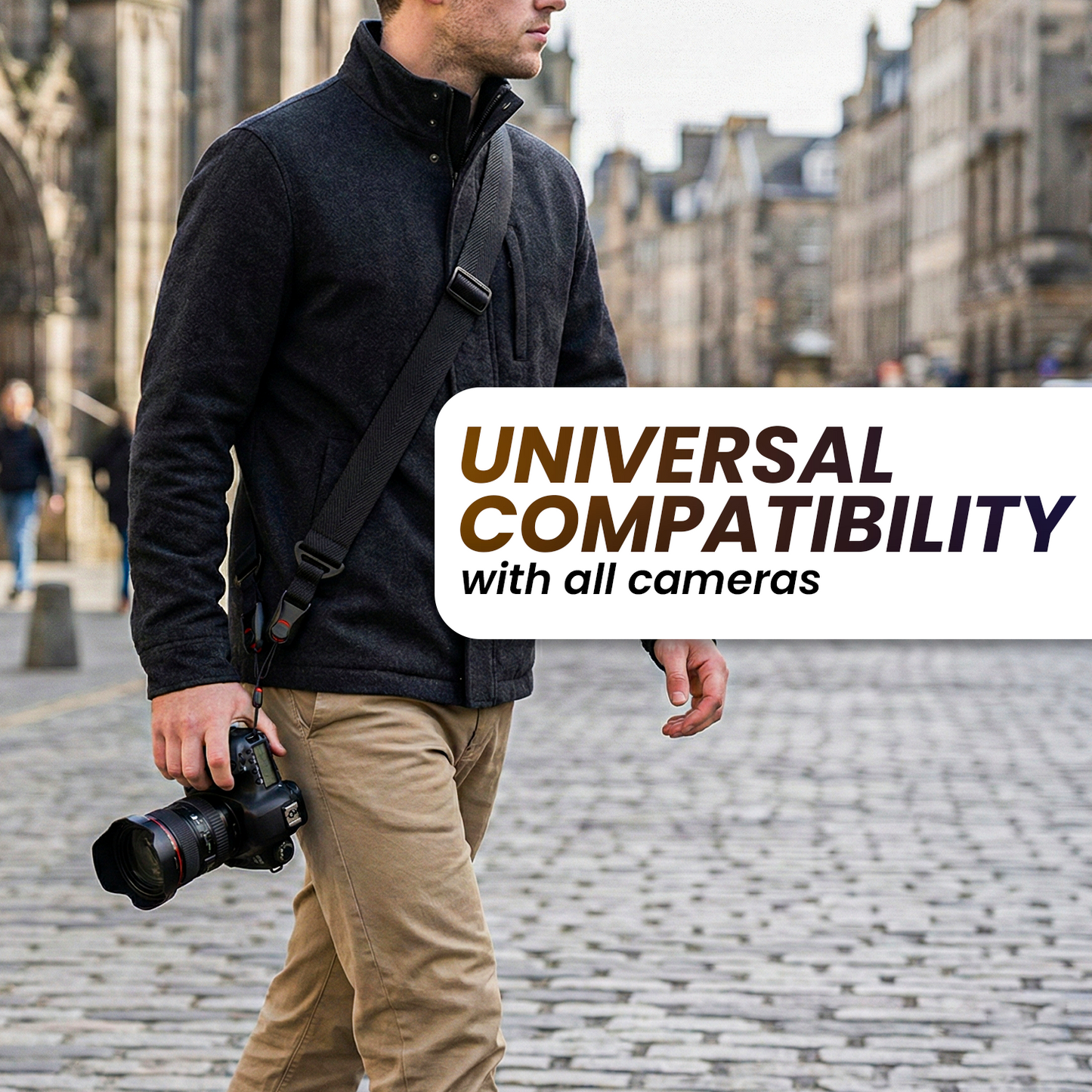 Slide Belt Adjustable Neck/Shoulder Sling Strap, QR Black Nylon, 61–124cm DSLR