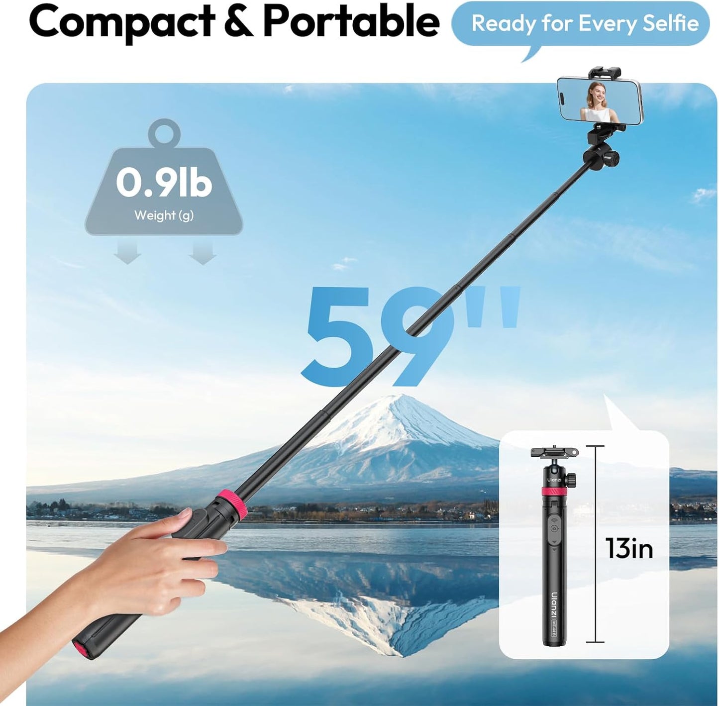 ULANZI MT44B Auto Pop Tripod 59" w Remote, Dual Mount, 360° Head