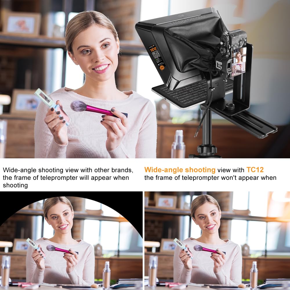LENSGO TC12,12." Teleprompter for Camera/iPhone/iPad/DSLR w/ Remote, iOS/Android