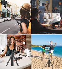 Ulanzi MT-34 Extendable Pole Tripod Mini Tabletop Tripod Selfie Stick with 2 in 1 Phone Clamp, Travel Tripod for Vloging Filmmaking Live Streaming