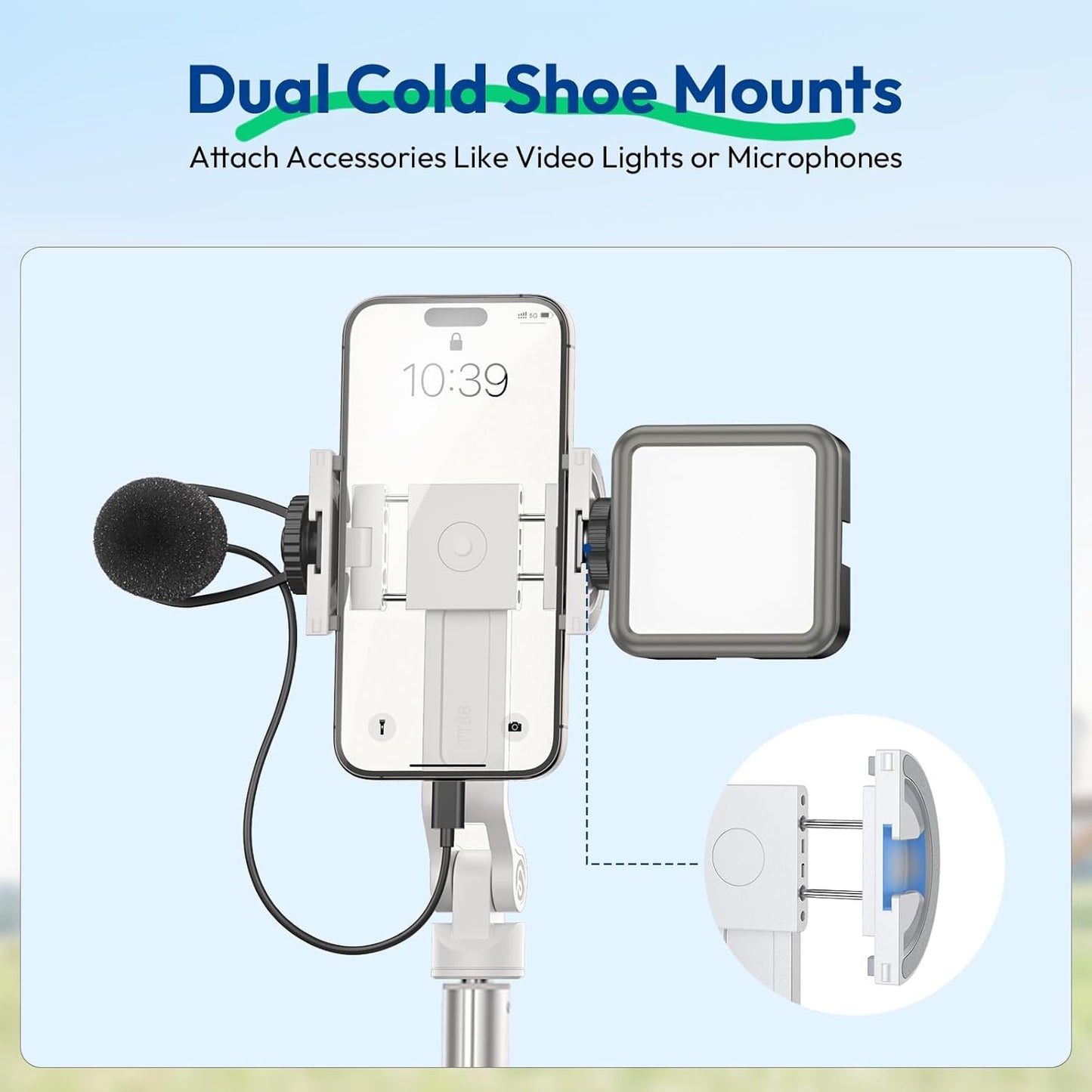 ULANZI TT88 Magnetic Tripod 57" Selfie Stick w/ Remote & Cold Shoes