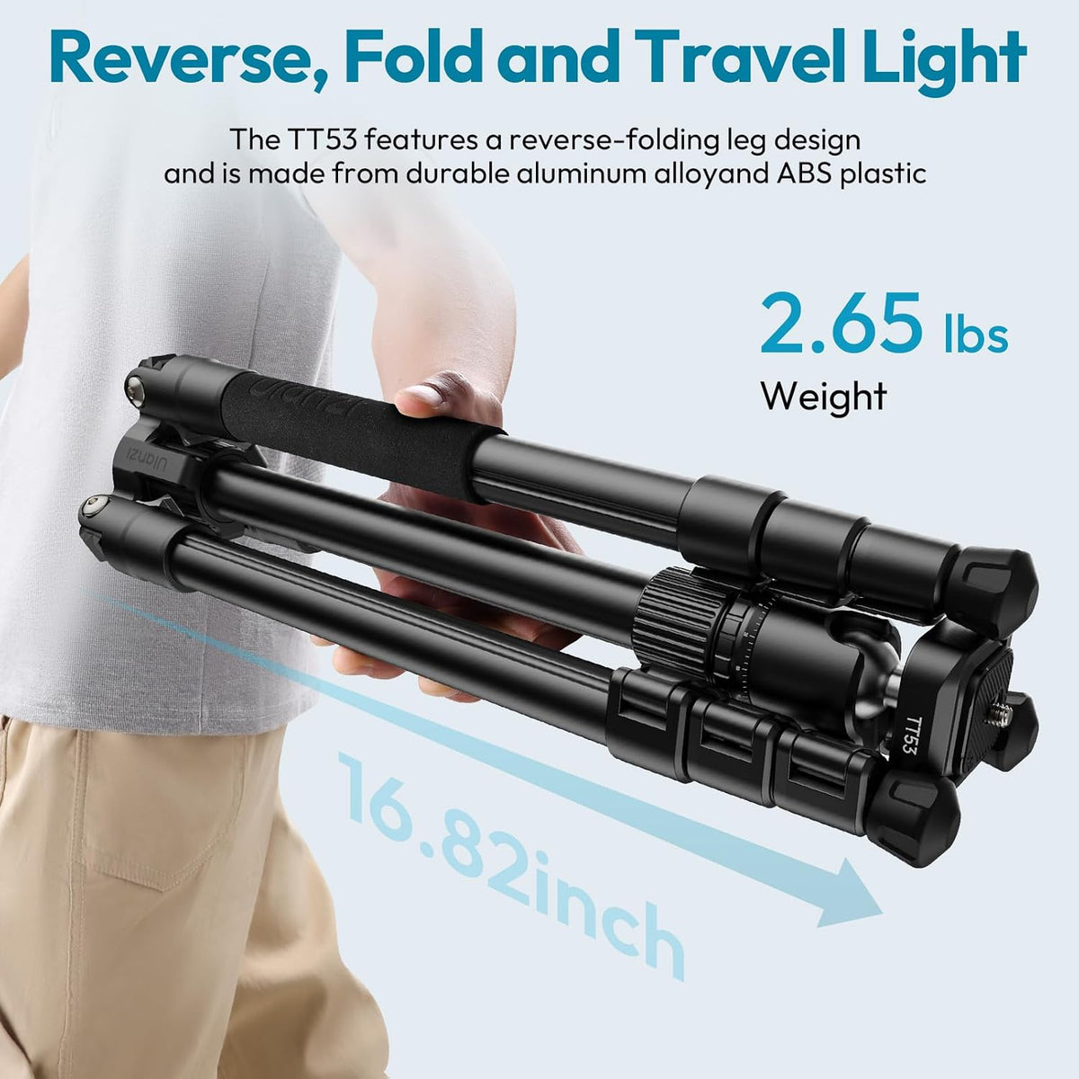 ULANZI TT53 Camera Tripod, 70.8” Travel, Heavy Duty Foldable, 360° Ball Head UKA Plate