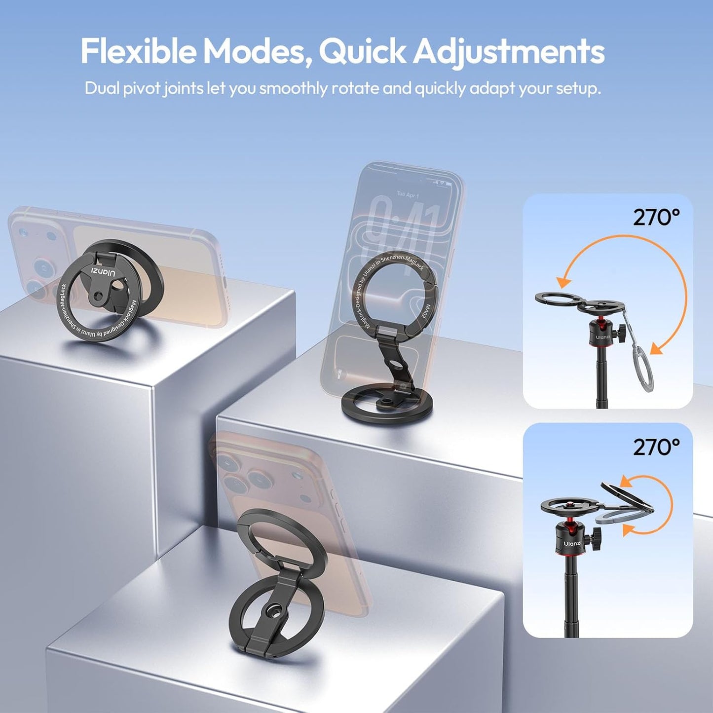 ULANZI MA02 Magnetic Gym Phone Holder, Foldable Tripod Mount for MagSafe