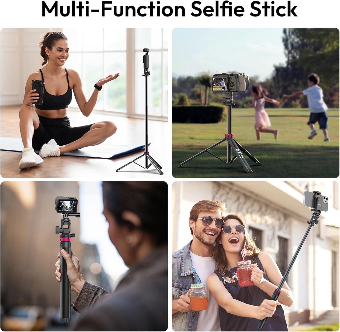 ULANZI MT-89 82in Aluminum Extendable Tripod, 1/4in QR, 2.2lb Load