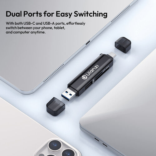 ULANZI CR1 3-in-1 Card Reader, USB-C/USB-A to SD/TF Memory Card Adapter for Camera