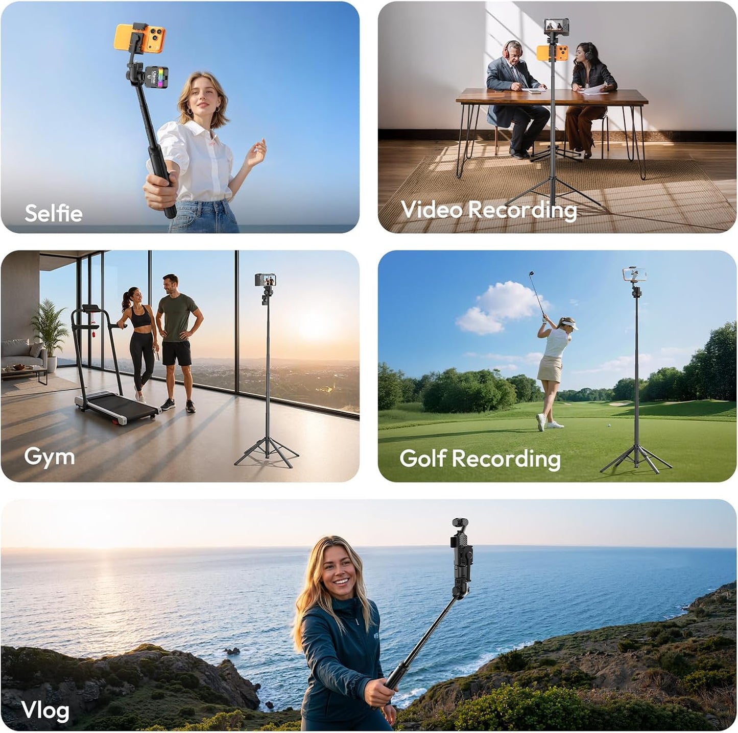 ULANZI SK32 Selfie Stick w Remote, 71''Auto Open & Lift-Close Phone Tripod