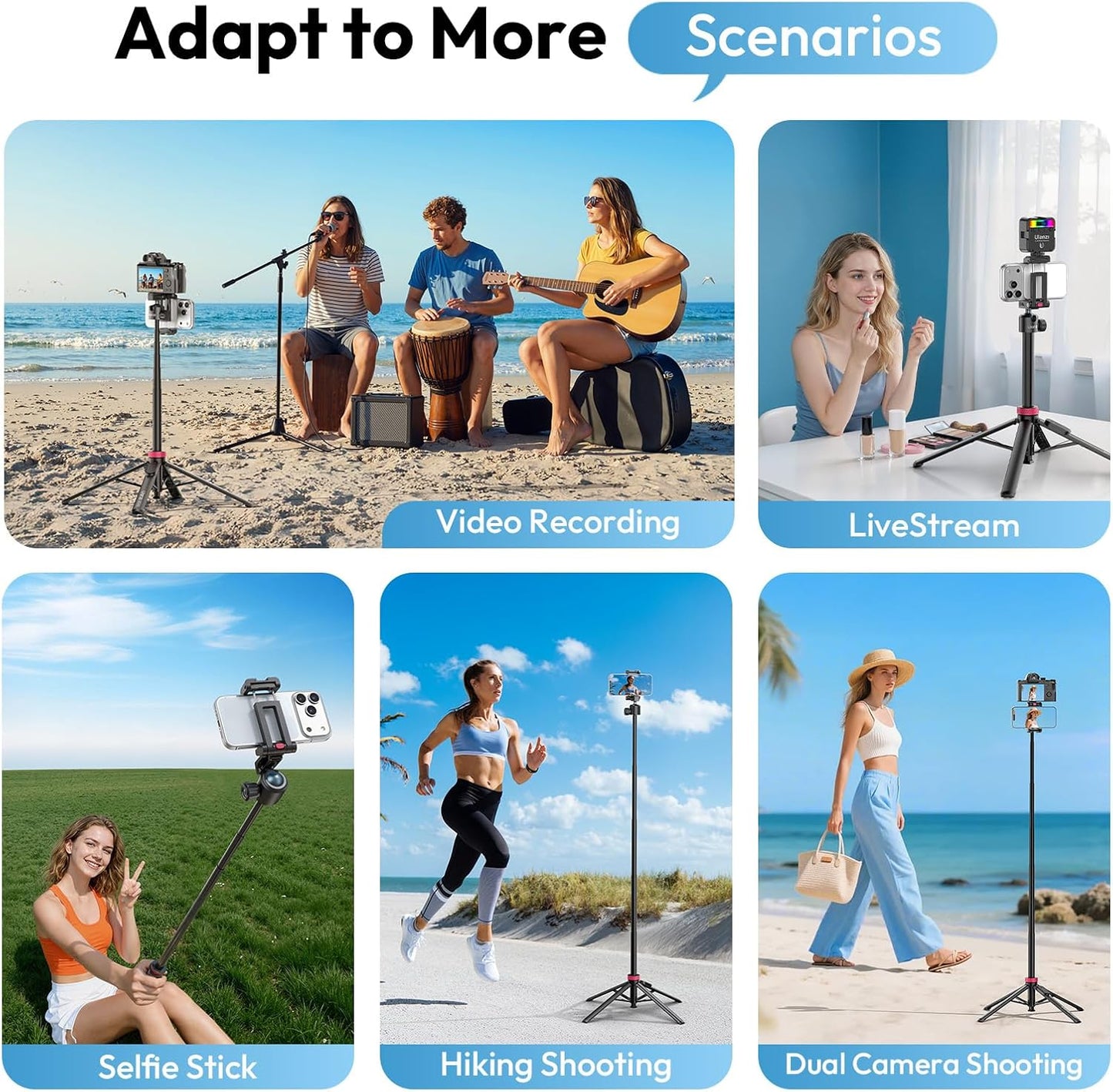 ULANZI MT44B Auto Pop Tripod 59" w Remote, Dual Mount, 360° Head