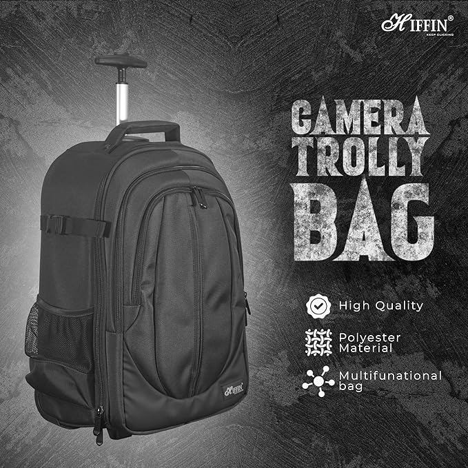 Hiffin 2-in-1 Convertible Backpack Rolling Case for Cameras and Gear with Great Capacity, User-Friendly Design, and Durable Waterproof Construction - Travel in Style and Convenience! 